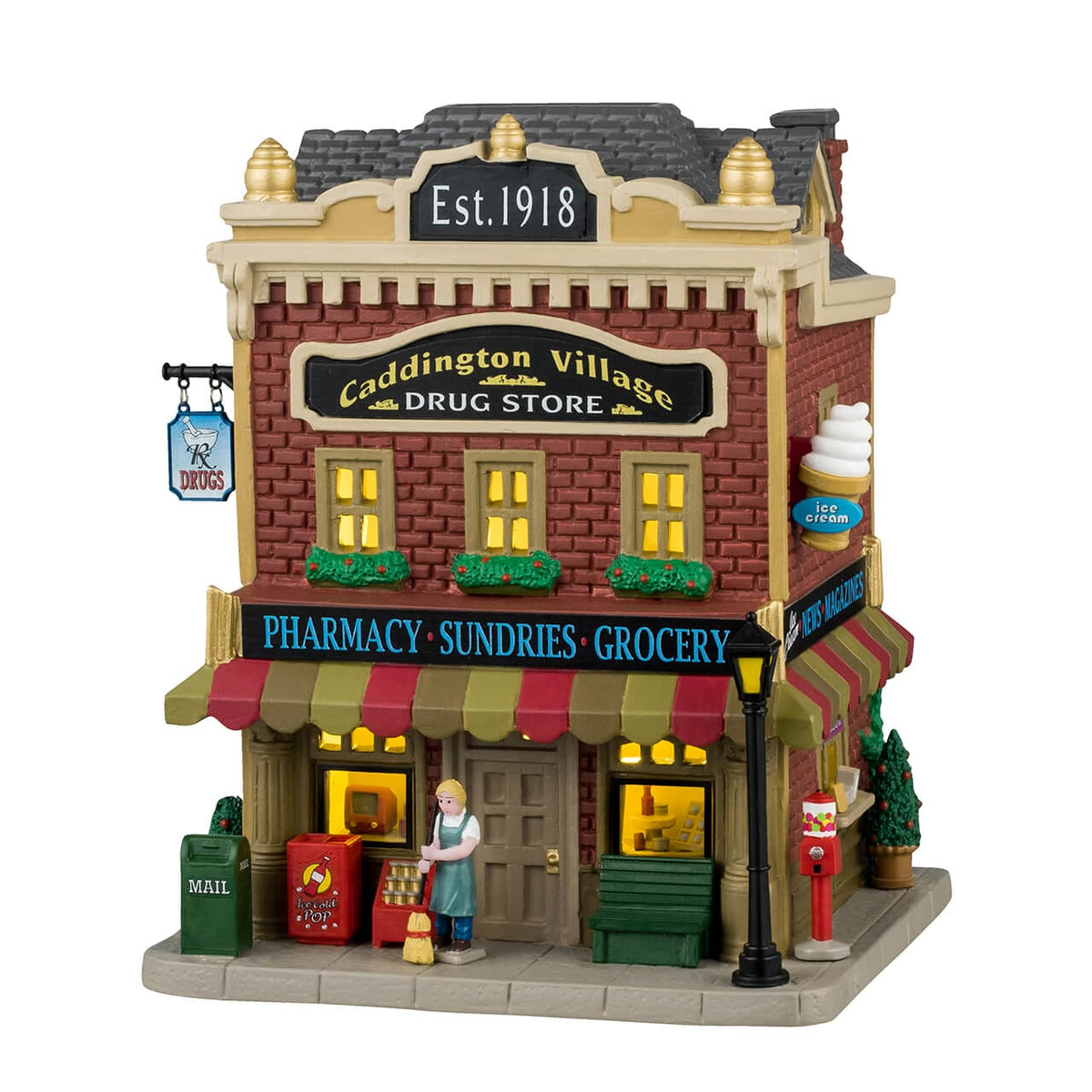 Lemax Caddington Village Drug Store – rear and alternate-angle view – SKU 45272