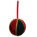 RAZ Imports Red and Green Velvet Ball Ornament with Gold Braid, SKU 4531071