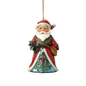 Jim Shore Heartwood Creek Santa with Bag and Holly Hanging Ornament, SKU 6001424