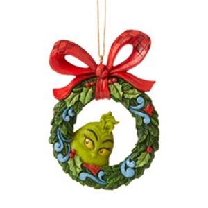Jim Shore The Grinch Peeking Through Wreath Hanging Ornament, SKU 6006571