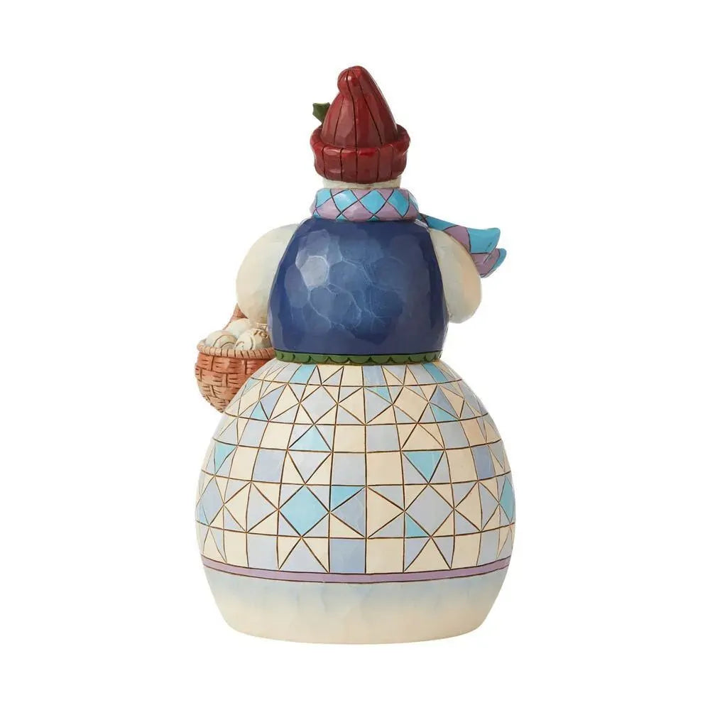 Snowman with Basket of Snowballs figurine alternate view
