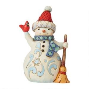 Jim Shore Heartwood Creek Snowman with Cardinal Pint-Size Figurine, SKU 6009005
