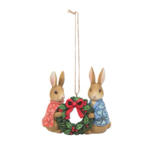 Jim Shore Beatrix Potter Peter Rabbit and Flopsy with Wreath Ornament, SKU 6010690