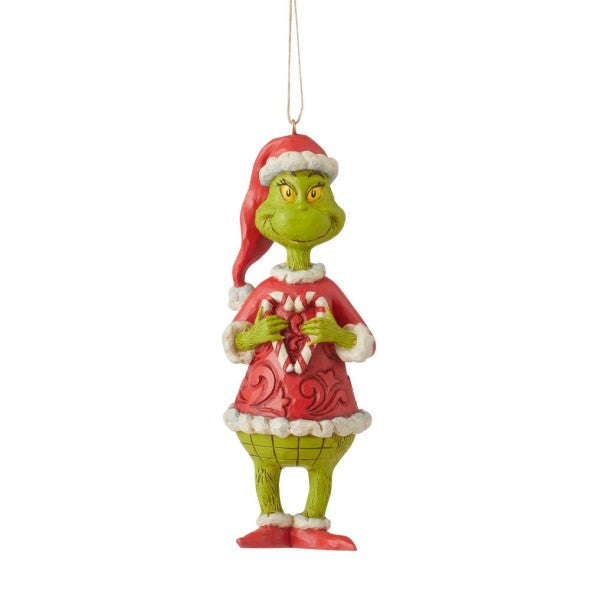 Jim Shore The Grinch Holding Candy Cane Heart Ornament, SKU 6010785