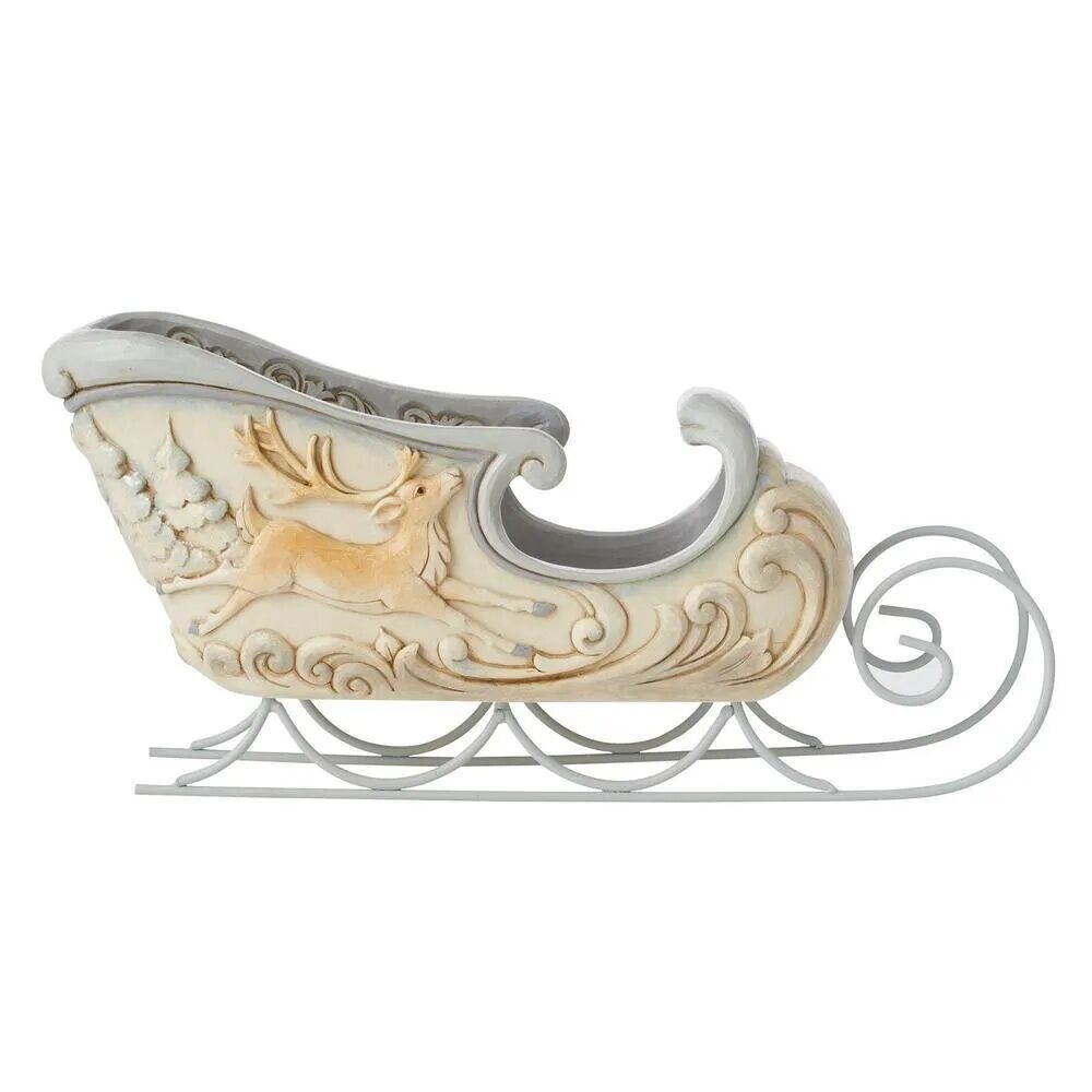 Jim Shore White Woodland Sleigh with Deer Scene Centrepiece, SKU 6011622