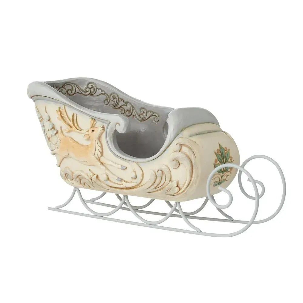 Jim Shore White Woodland Sleigh with Deer Scene Centrepiece, SKU 6011622 – view 2
