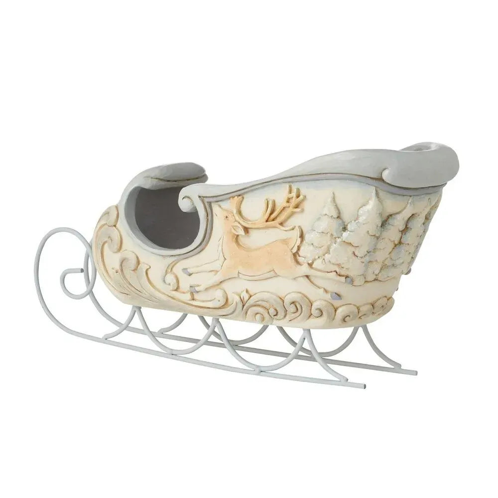 Jim Shore White Woodland Sleigh with Deer Scene Centrepiece, SKU 6011622 – view 3