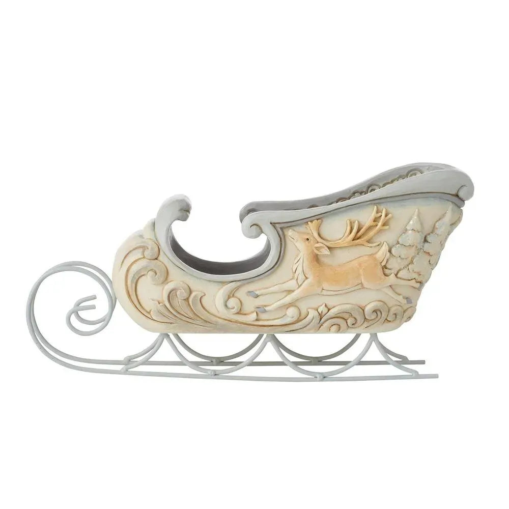 Jim Shore White Woodland Sleigh with Deer Scene Centrepiece, SKU 6011622 – view 4
