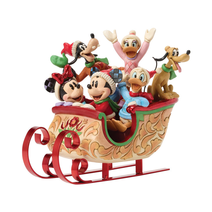 Jim Shore Disney Traditions Mickey and Friends Sleigh front view