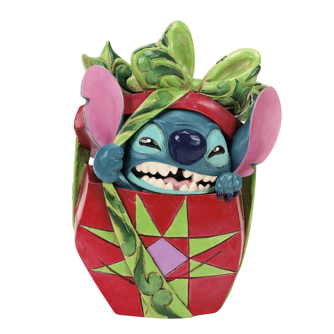 Disney Stitch festive gift figurine close-up