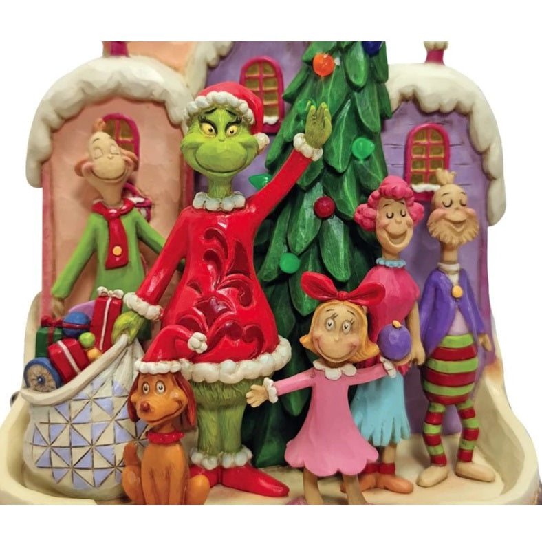 Jim Shore Grinch Lighted Carved by Heart close-up - SKU 6008890