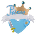 Maxora Prince Crown personalised Christmas ornament in blue and gold – SKU PR112B
