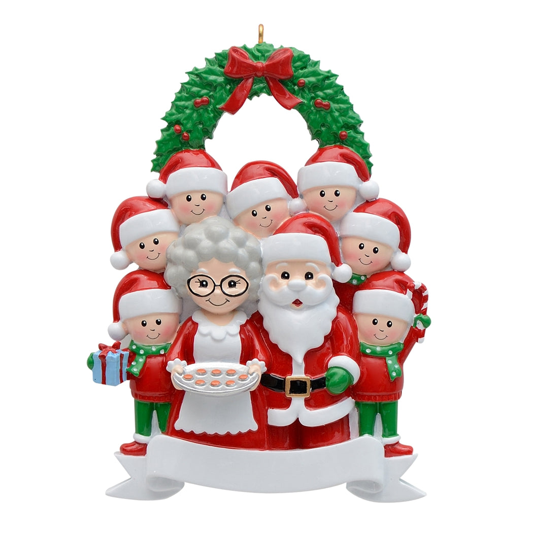 Maxora Santa Family of 9 personalised Christmas ornament – SKU PR1609-9
