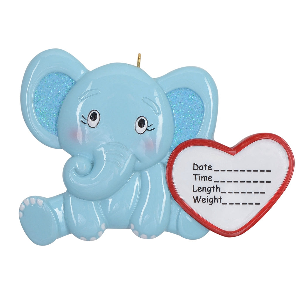 Maxora Baby Elephant Boy personalised Christmas ornament – SKU PR230B