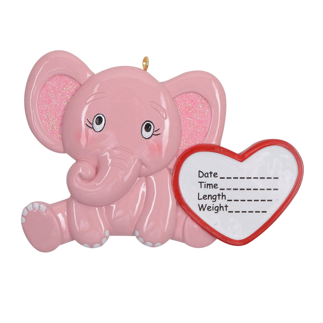 Maxora Baby Elephant Girl personalised Christmas ornament – SKU PR230G