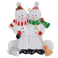 Maxora Snowman Family with Shovel personalised Christmas ornament for two – SKU PR301-2