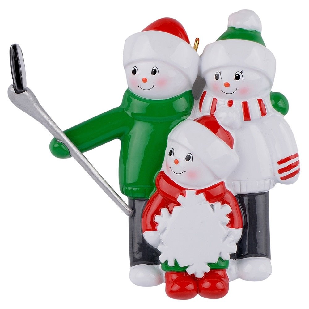 Maxora Snowman Selfie Family of 3 Personalised Ornament – Maxora