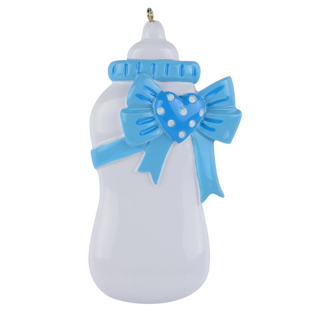 Blue Baby Bottle Personalised Ornament