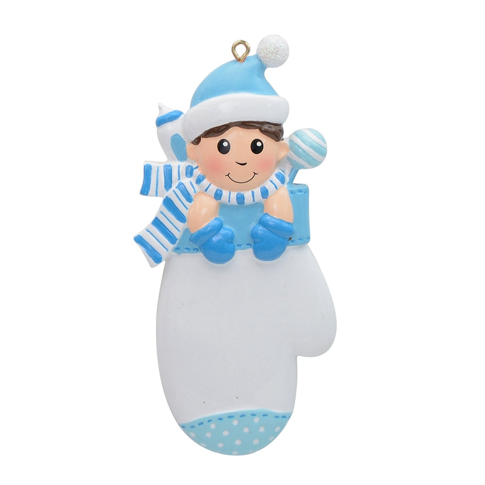 Baby Boy Mitten Personalised Ornament