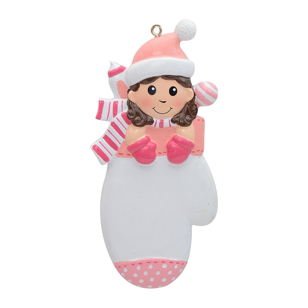 Baby Girl Mitten Personalised Ornament