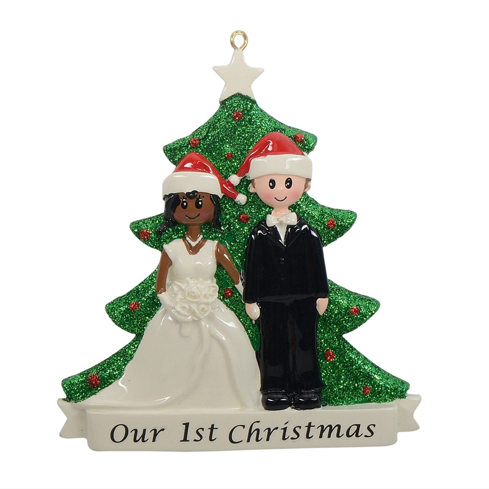 Maxora Christmas Couple - Black Bride & White Groom Personalised Ornament – Maxora