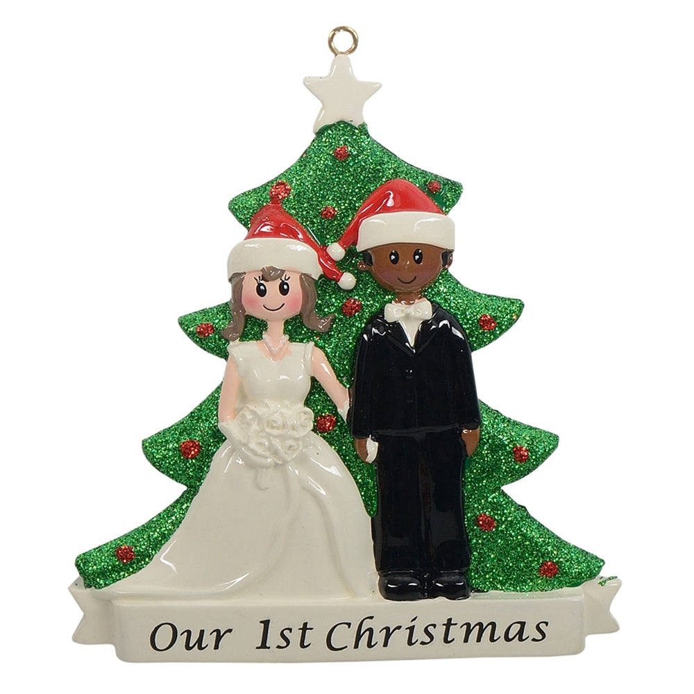 Maxora Christmas Couple - White Bride & Black Groom Personalised Ornament – Maxora