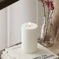 Deluxe Homeart Real Flame LED Pillar Candle, White, 7.5 × 12.5 cm