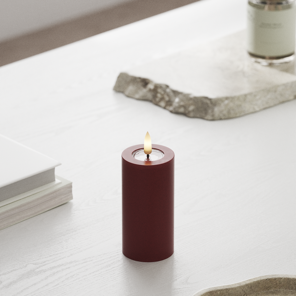 Deluxe Homeart Real Flame LED Pillar Candle, Bordeaux, 5 × 10 cm - additional view 3