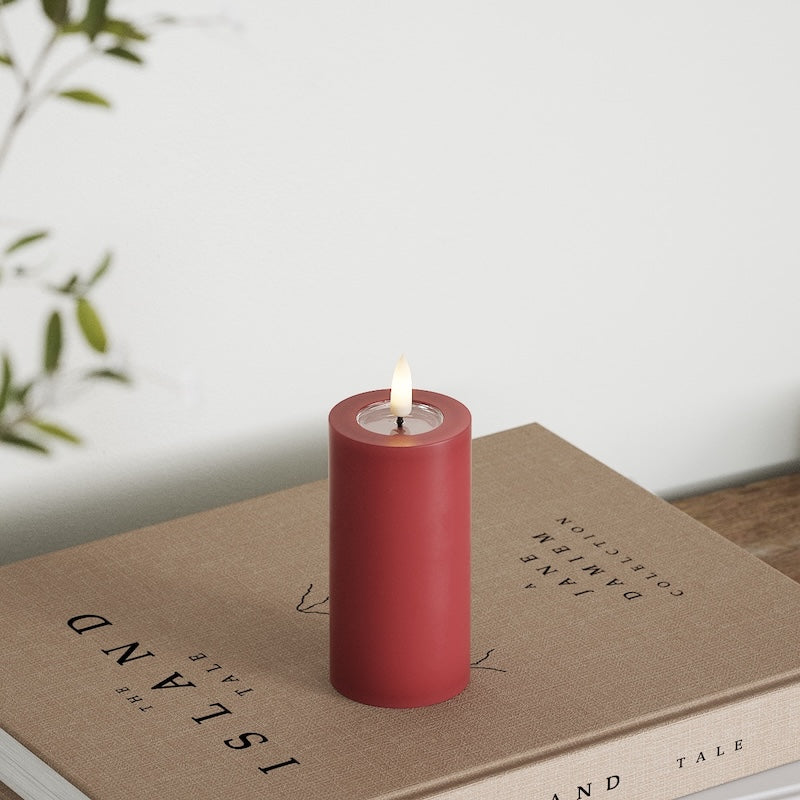 Deluxe Homeart Real Flame LED Pillar Candle, Bordeaux, 5 × 10 cm - additional view 4