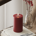Deluxe Homeart Real Flame LED Pillar Candle, Bordeaux, 7.5 × 12.5 cm