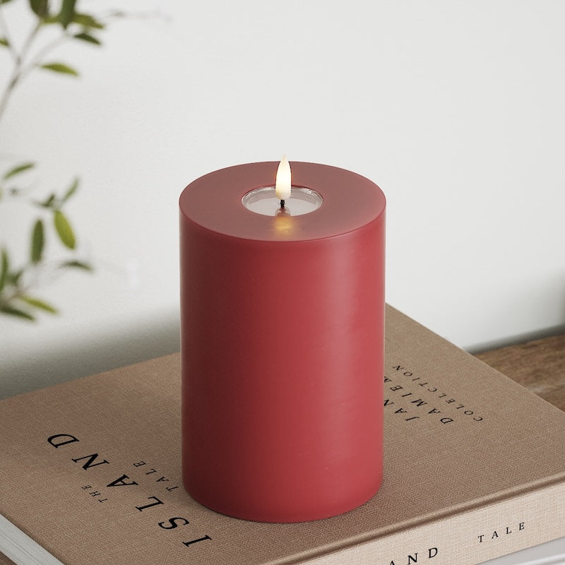 Deluxe Homeart Real Flame LED Pillar Candle, Bordeaux, 10 × 15 cm - additional view 4