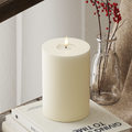 Deluxe Homeart Real Flame LED Pillar Candle, Cream, 10 × 15 cm