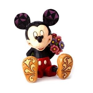 Jim Shore Disney Traditions Mickey Mouse with Flowers Mini Figurine. Original Whitehill supplier product photograph.