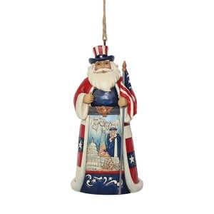 Jim Shore Heartwood Creek American Santa Hanging Ornament. Original Whitehill supplier product photograph.