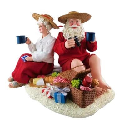 Possible Dreams By the Sea Life Is a Picnic Santa and Mrs Claus Figurine. Original Whitehill supplier product photograph.