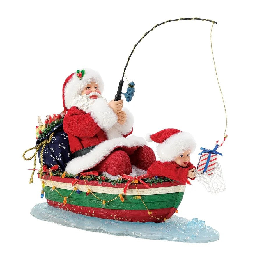 Possible Dreams Sports and Leisure Fishing for the Perfect Gifts Santa Figurine. Original Whitehill supplier product photograph.