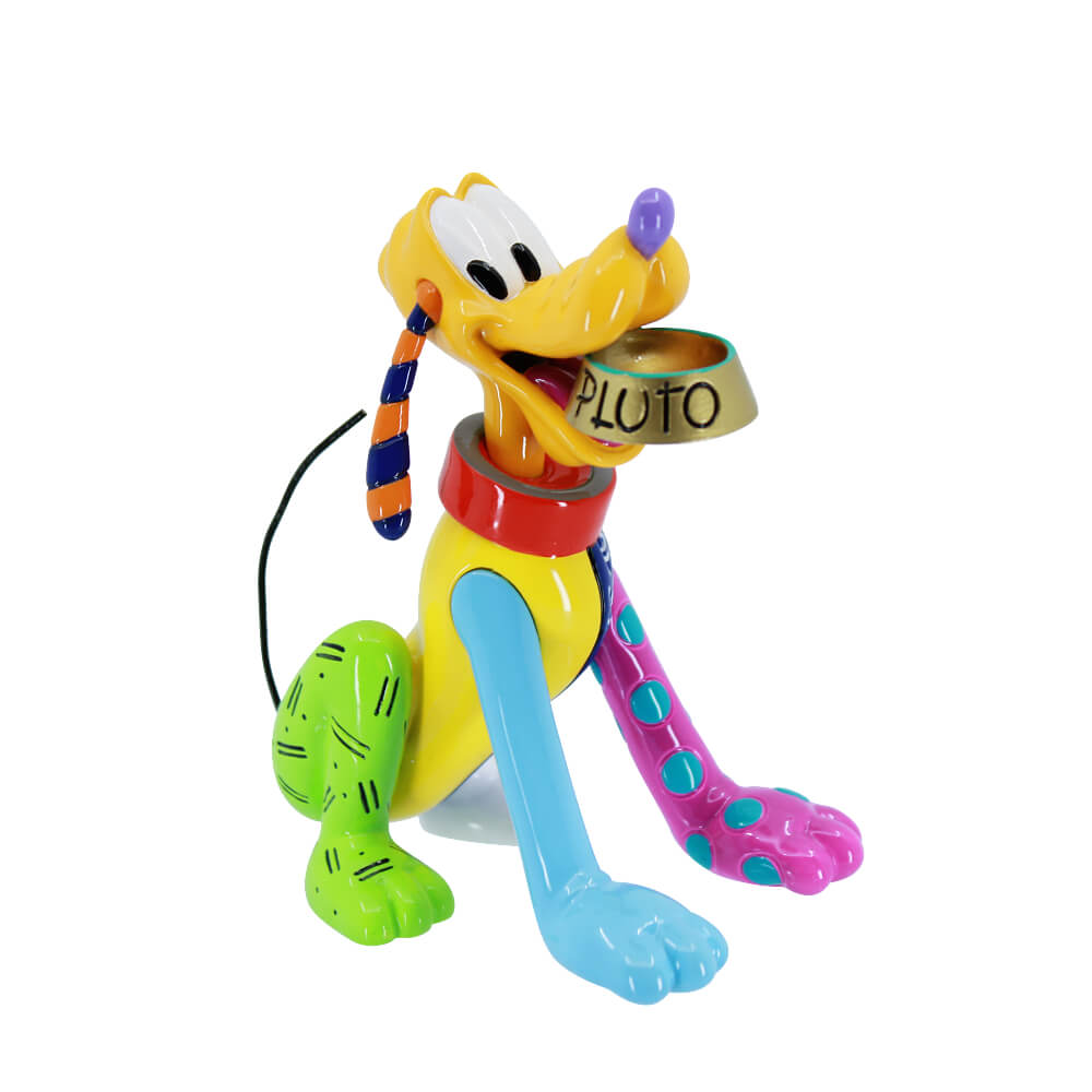 Front three-quarter view of the colourful Disney by Britto Pluto mini figurine.