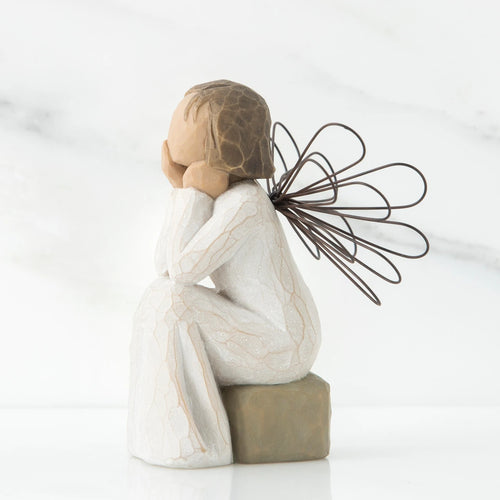Willow Tree Angel of Caring figurine angled view — SKU 26079