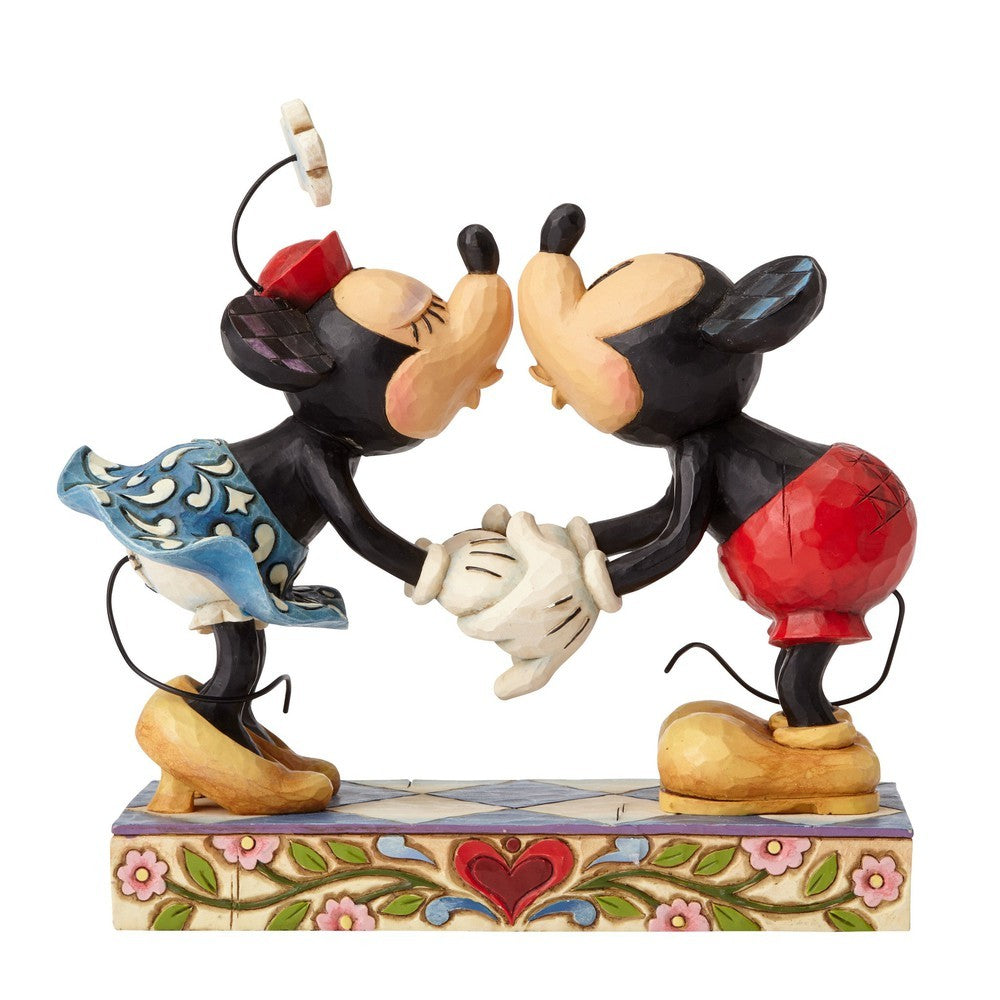 Mickey and Minnie kissing figurine side view