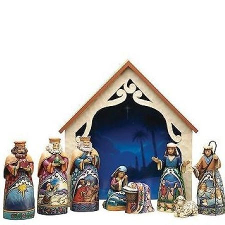 Jim Shore Away in a Manger nine-piece mini nativity front view