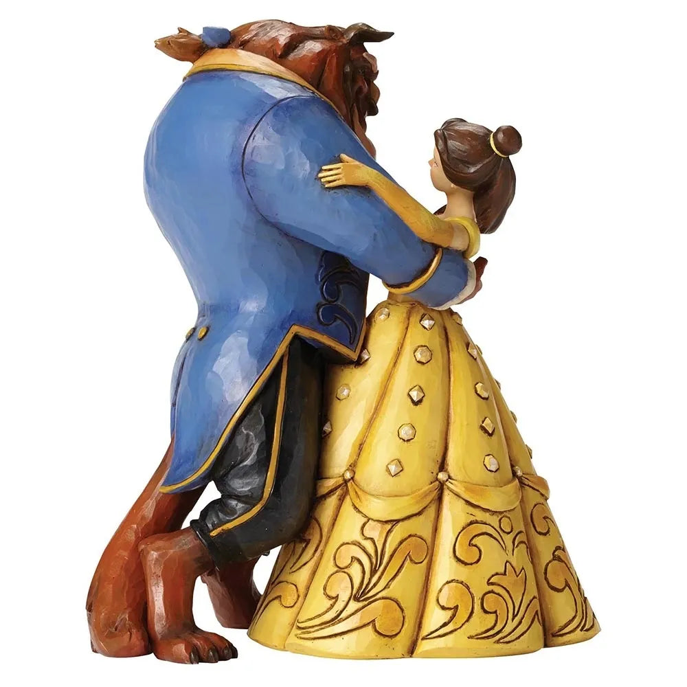 Belle and Beast dancing figurine detail view