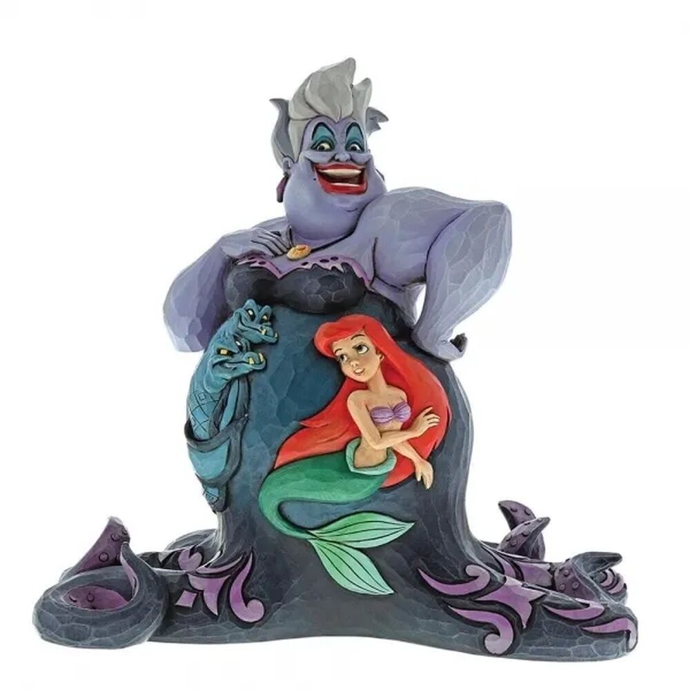Jim Shore Ursula Deep Trouble figurine with Ariel, Flotsam and Jetsam scene