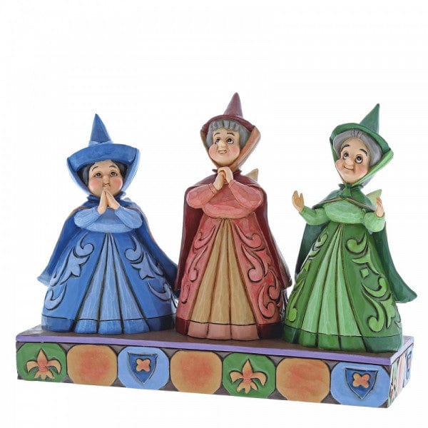 Jim Shore 4059734 Royal Guests three fairies figurine, angled view
