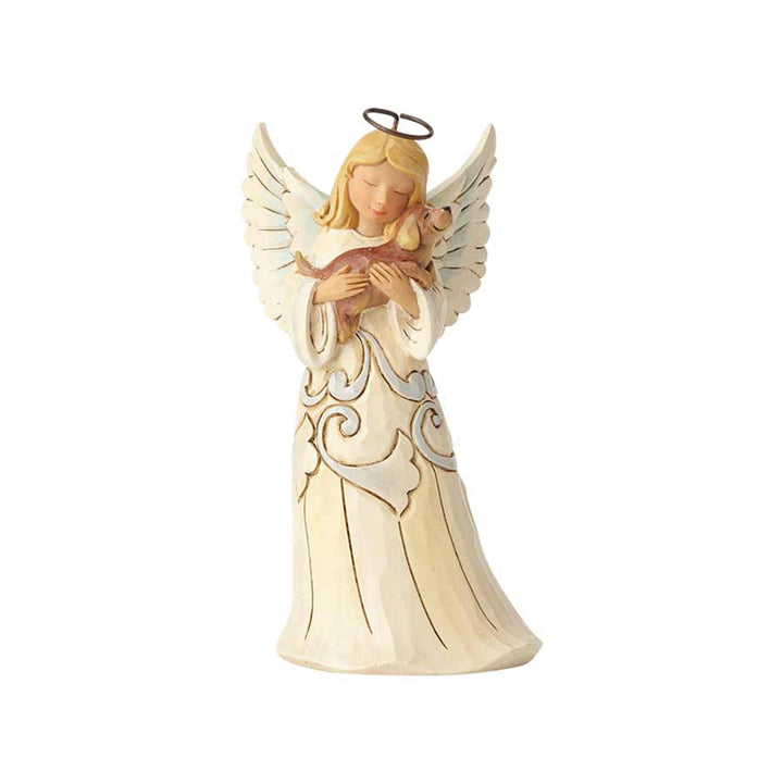 Jim Shore Faithful Friend angel with dog figurine detail view