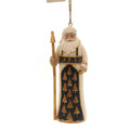 Jim Shore black and gold Santa holding staff ornament front view