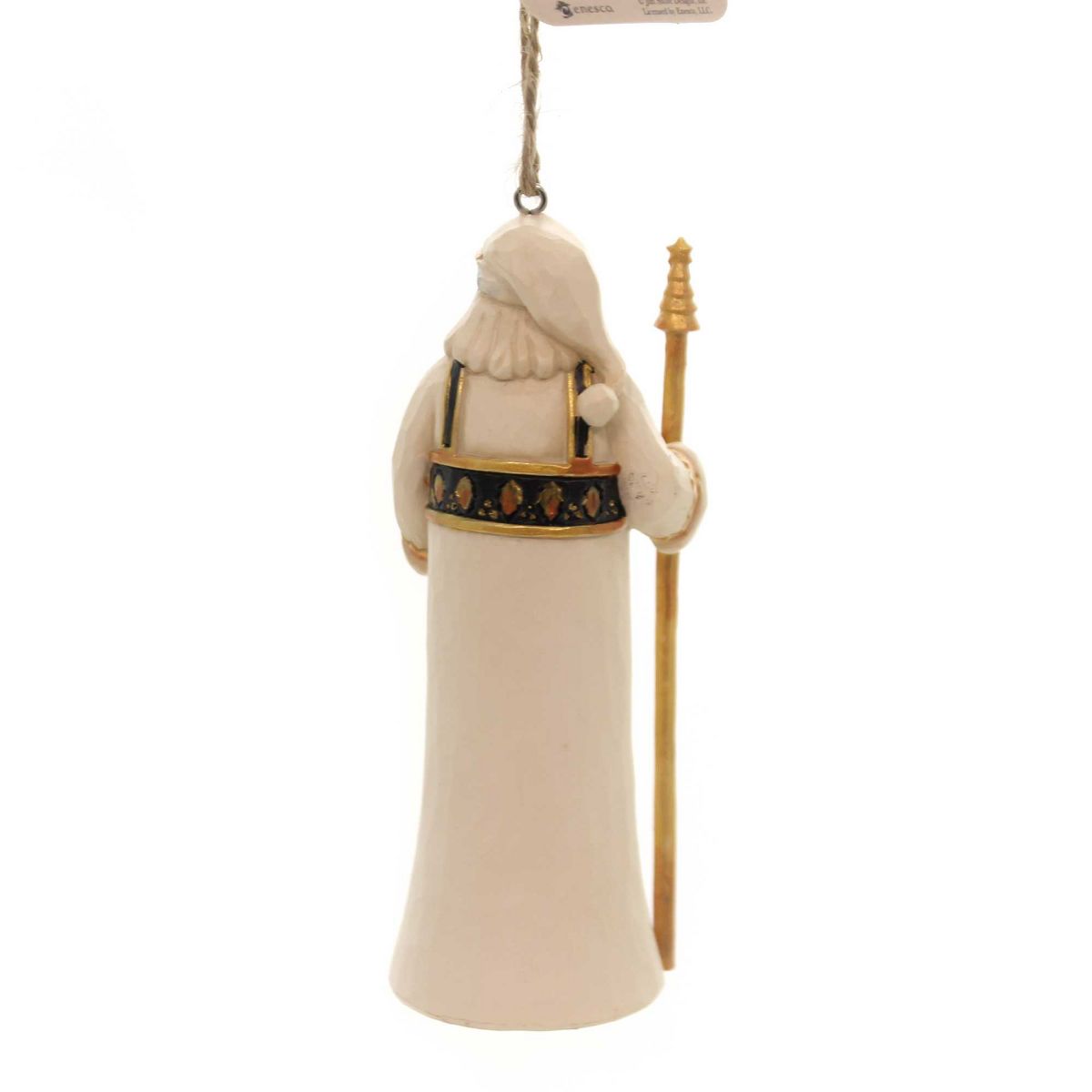 Jim Shore black and gold Santa holding staff ornament alternate view
