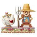 Jim Shore Mrs Potts and Cogsworth Workin Round the Clock front view