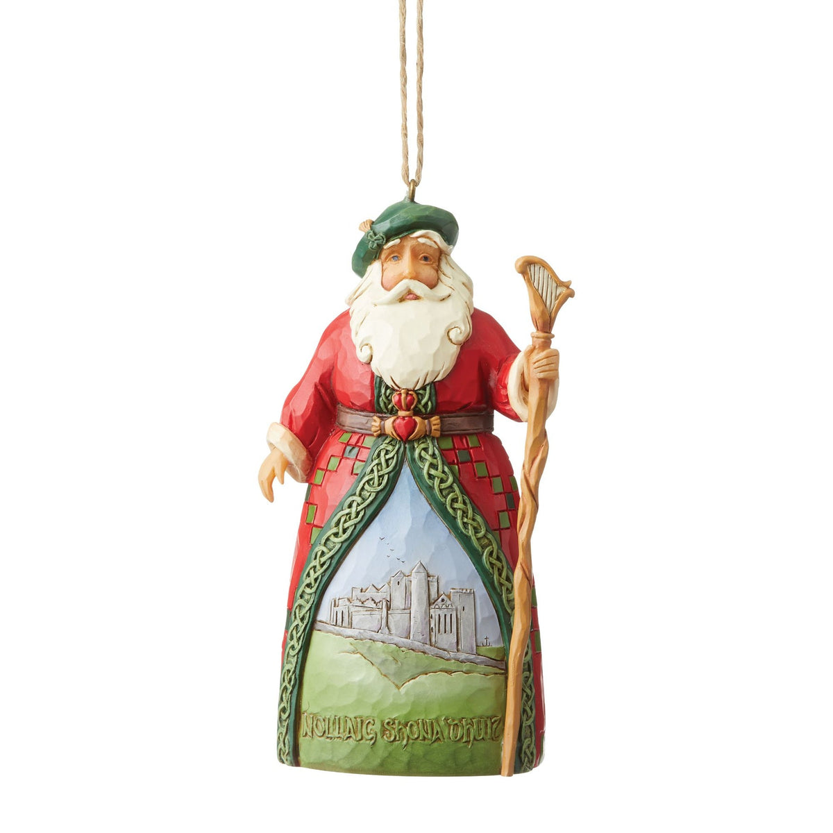 Jim Shore Irish Santa hanging ornament front view