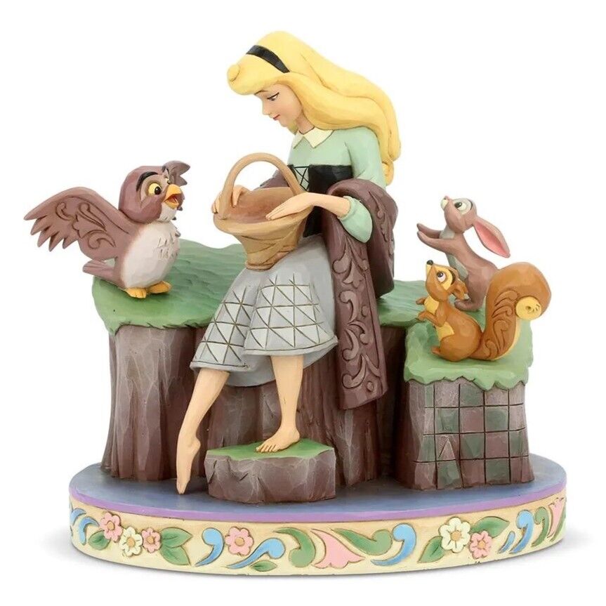 Jim Shore Sleeping Beauty Aurora with woodland animals figurine, front view