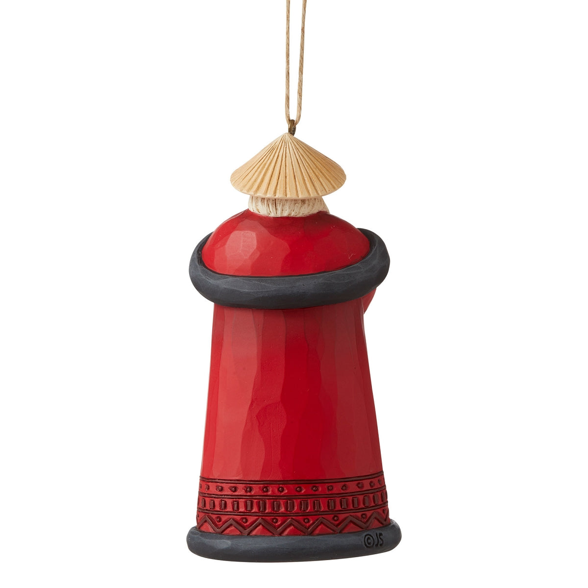 Reverse view of the Jim Shore Filipino Santa ornament
